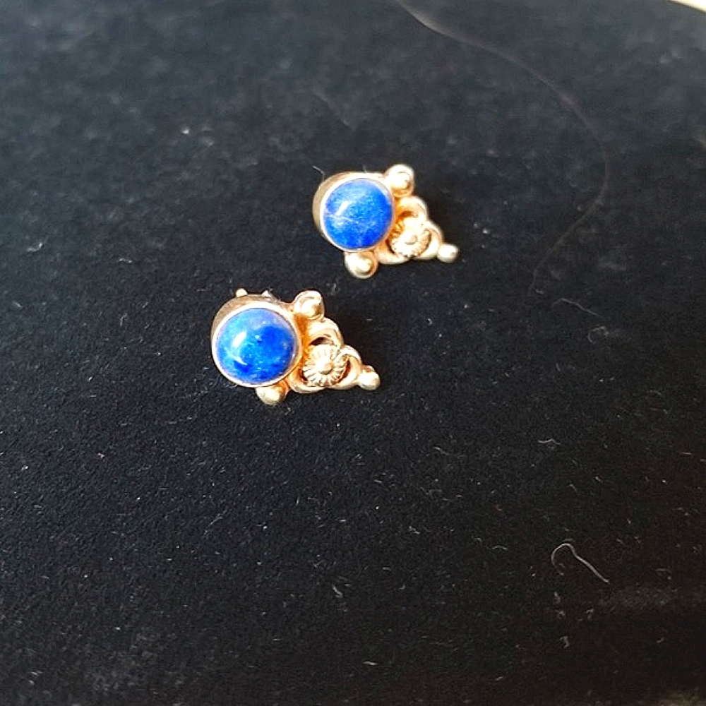 Lapis Lazuli Deep Blue & Silver Post Stud Earrings